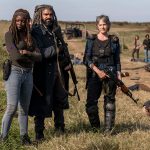 Michonne (Danai Gurira), Ezekiel (Khary Payton) and Carol Peletier (Melissa McBride) in Episode 16 of The Walking Dead season 8 Photo by Gene Page/AMC