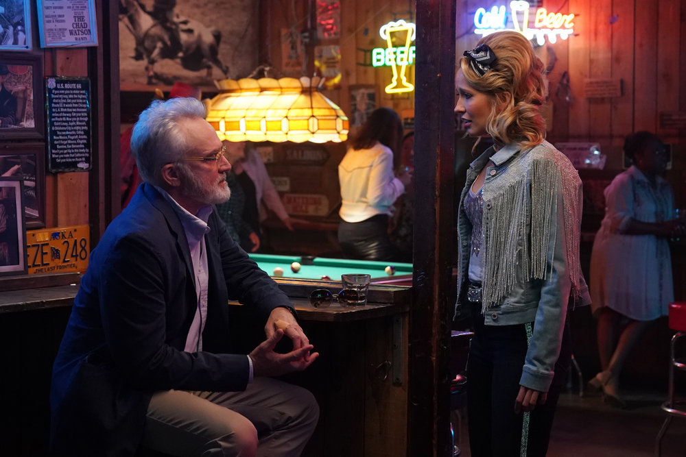 PERFECT HARMONY -- "No Time For Losers" Episode 102 -- Pictured: (l-r) Bradley Whitford as Arthur Cochran, Anna Camp as Ginny -- (Photo by: Tyler Golden/NBC)