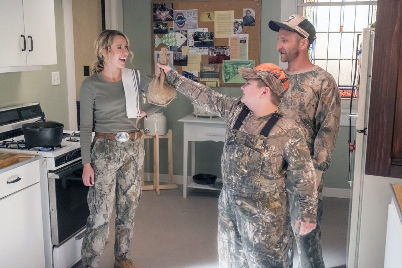 PERFECT HARMONY -- "Hunting Season" Episode 104 -- Pictured: (l-r) Anna Camp as Ginny, Will Greenberg as Wayne, Spencer Allport as Cash -- (Photo by: Ron Batzdorff/NBC)