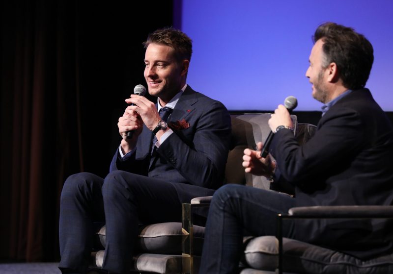 ATLANTA, GEORGIA - FEBRUARY 29: Justin Hartley and JD Heyman speak onstage at the SCAD aTVfest 2020 - "This Is Us" With Justin Hartley Spotlight Award Presentation on February 29, 2020 in Atlanta, Georgia. (Photo by Cindy Ord/Getty Images for SCAD aTVfest 2020)