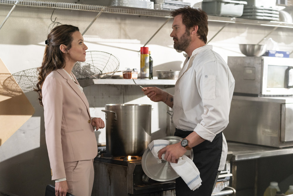 COUNCIL OF DADS -- "Who Do You 'Wanna' Be?" Episode 103 -- Pictured: (l-r) Hilarie Burton as Margot, Clive Standen as Anthony Lavelle -- (Photo by: Seth F. Johnson/NBC)