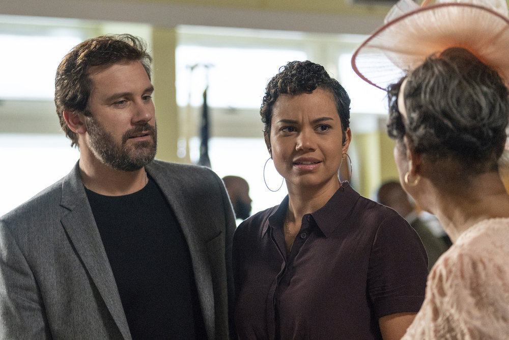 COUNCIL OF DADS -- "The Best Laid Plans" Episode 107 -- Pictured: (l-r) Clive Standen as Anthony Lavelle, Michele Weaver as Luly Perry -- (Photo by: Seth F. Johnson/NBC)