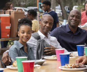 COUNCIL OF DADS -- "Fight Or Flight" Episode 110 -- Pictured: (l-r) Lindsey Blackwell as Tess Post-Richards, J. August Richards as Dr. Oliver Post, Kevin Daniels as Peter Richards -- (Photo by: Seth F. Johnson/NBC)