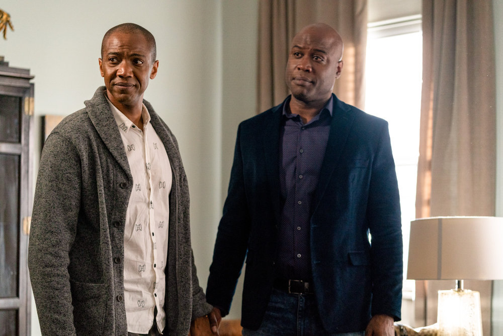 COUNCIL OF DADS -- "Fight Or Flight" Episode 110 -- Pictured: (l-r) J. August Richards as Dr. Oliver Post, Kevin Daniels as Peter Richards -- (Photo by: Seth F. Johnson/NBC)